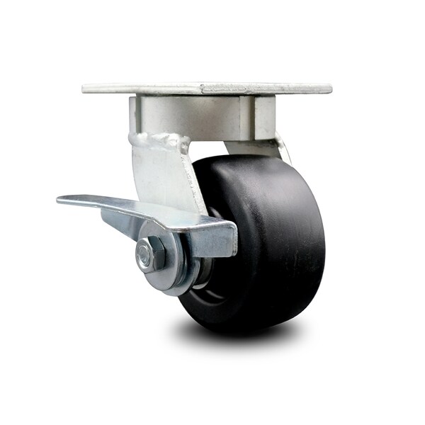 4 Inch Kingpinless Polyolefin Wheel Swivel Caster with Brake